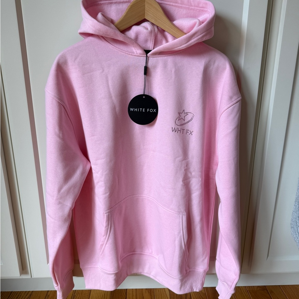 White Fox Pink Hoodie NWT Size S/M